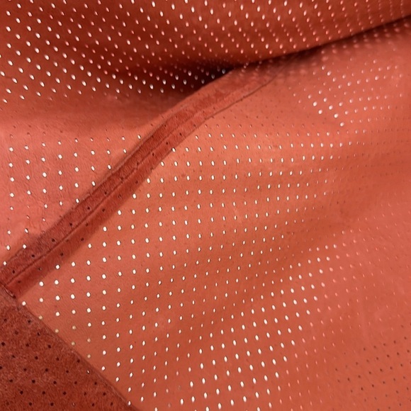 CHICO’S 💯 Leather Suede Shirt Jacket Salmon Pink Sz 2 (L-12) - Picture 5 of 10